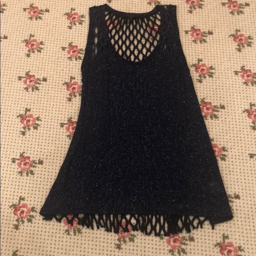 Generation Love Navy Knit Sparkly Tank worn once